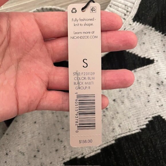 NWT NIC+ZOE Dusk Days Abstract Sweater Black Gray Size Small - Picture 12 of 16